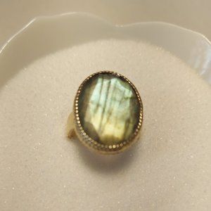 Natural Gemstone Ring with Gold Band